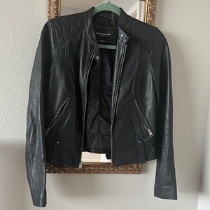 Marc New York Quilted Black Leather Moto Jacket